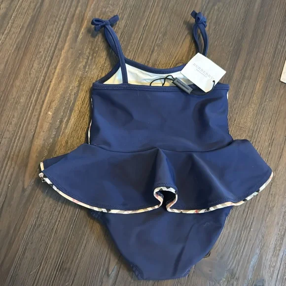 NWT 6M Burberry swim suit skirted blue - Picture 3 of 4